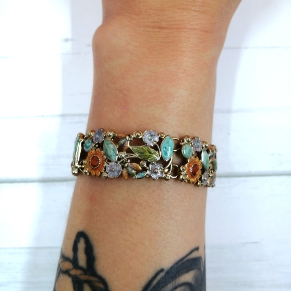 Liz Claiborne Jewelry - Liz Claiborne Secret Garden Stainless Steel & Enamel Cuff Style Bracelet